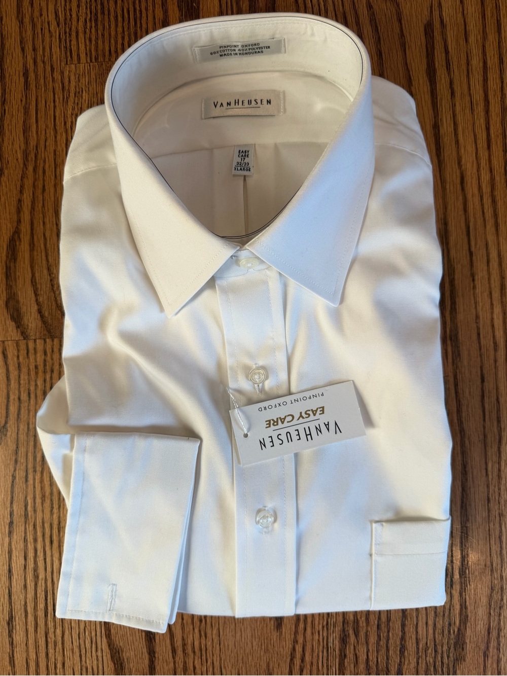 2/$10 Van Heusen White Pinpoint Oxford Easy Care Dress Shirt Men’s XL 32/33 NWT